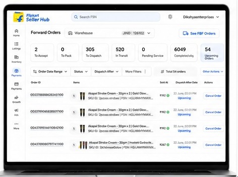 Flipkart Seller Dashboard