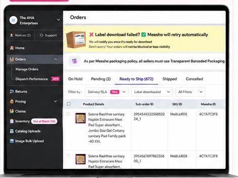 Meesho Seller Dashboard